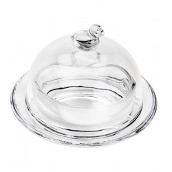 Manteigueira 9x6cm de Cristal de Chumbo Passaro